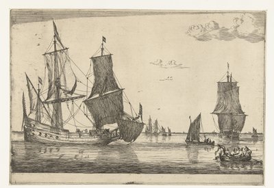 Acqua interna con una nave fluit da Reinier Nooms