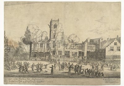 Incendio del vecchio Municipio di Amsterdam (Het oude Stathuis tot Amsterdam verbrant den 7 Juli op sondagh s morgens begost half 2 uren Ao 1652) da Reinier Nooms