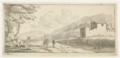 Paesaggio con un uomo su un asino da Reinier Nooms