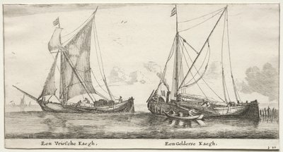 Navi di Amsterdam: Un bilander frisone. Un bilander di Gelderland da Reinier Nooms