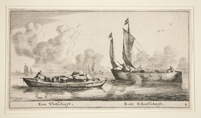 Due barche (Een Vlotschuyt, Een Schietschuyt) da Reinier Nooms