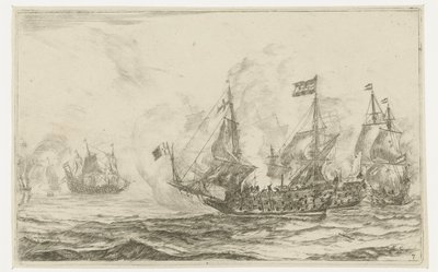Battaglia navale con cattura di una nave da Reinier Nooms