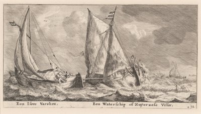 Una Nave "Isere" e una Barca da Pesca Waterschip o Zuiderzee da Reinier Nooms, called Zeeman