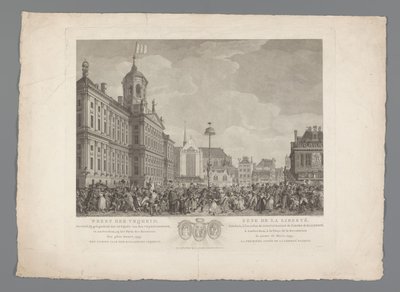 Festa della Libertà a Piazza Dam ad Amsterdam, 4 marzo 1795 (Feest der Vrijheid, Gevierd, bij gelegenheid der Inwijding van den Vrijheidsboom, te Amsterdam, op het Plein der Revolutie den 4den Maart, 1795. Het eerste jaar der Bataafsche Vrijheid / Fête de  da Reinier Vinkeles (I)