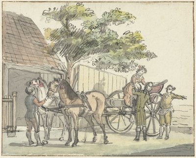 Carro con due cavalli presso la locanda De Donkere Kuil vicino a Haarlem da Reinier Vinkeles (I)