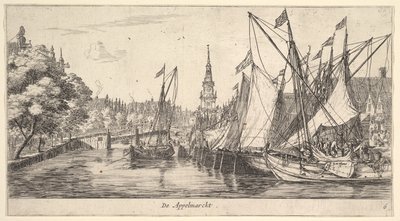 De Appelmarckt Il Mercato delle Mele, da Vedute di Amsterdam, tavola 6, ca. 1659-62 da Reinier Zeeman