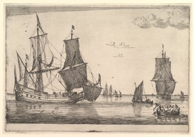 Grande nave a vela e barca a remi da Reinier Zeeman