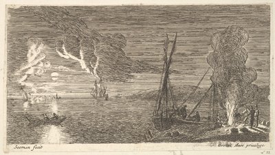Scena notturna con pescatore accanto a un fuoco, XVII secolo da Reinier Zeeman