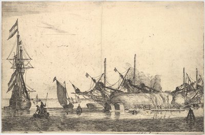 Navi carenate per calafataggio dello scafo, XVII secolo da Reinier Zeeman