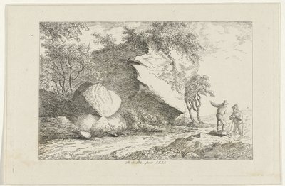Paesaggio con due figure presso una roccia da Reinierus Albertus Ludovicus baron van Isendoorn à Blois