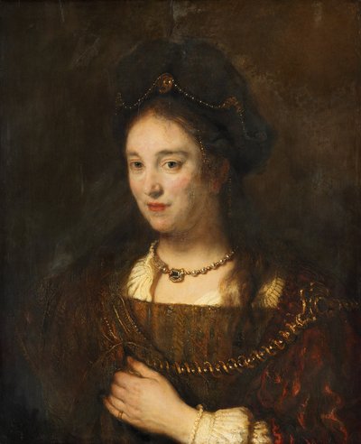 Mezzaluna di donna con berretto da Rembrandt