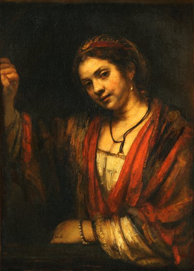 Giovane donna alla porta superiore aperta da Rembrandt