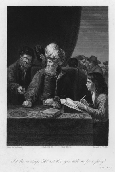 Il Signore della vigna, Matteo XX da Rembrandt Harmensz. van Rijn (after)