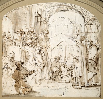 Cristo deriso da Rembrandt Harmensz. van Rijn (school of)