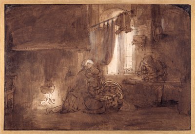 La Sacra Famiglia nella bottega del falegname da Rembrandt Harmensz. van Rijn (school of)