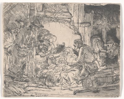 Adorazione dei Pastori con una Lampada, c.1654 da Rembrandt van Rijn