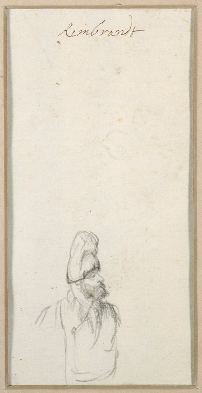 Uomo barbuto di profilo, con un cappello alto, c.1640 da Rembrandt Harmensz. van Rijn