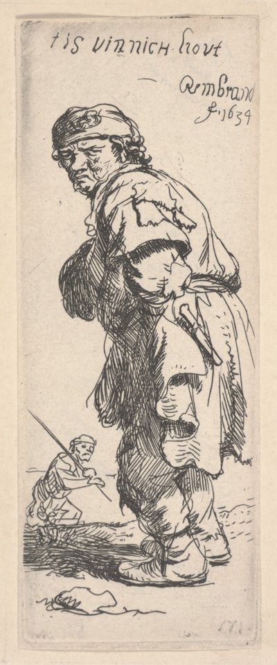 Mendicante che parla da Rembrandt van Rijn