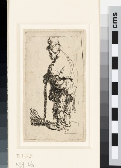 Mendicante appoggiato a un bastone da Rembrandt van Rijn