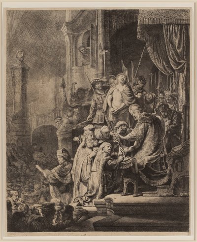 Cristo davanti a Pilato: grande lastra da Rembrandt van Rijn