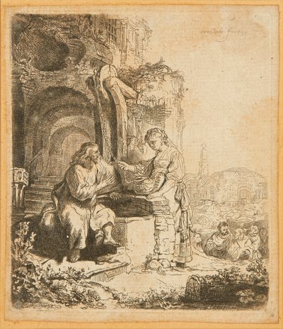 Cristo e la donna di Samaria, tra le rovine da Rembrandt Harmensz. van Rijn