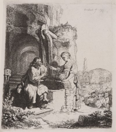 Cristo e la donna di Samaria: Tra le rovine da Rembrandt van Rijn