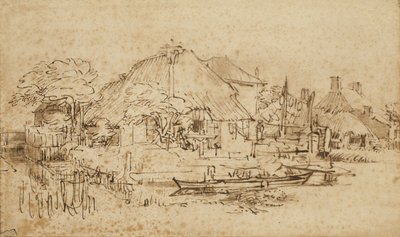 Cottage accanto a un canale, c.1650?-53 da Rembrandt van Rijn