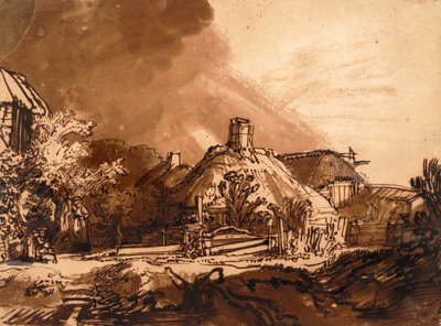 Cottage sotto un cielo tempestoso da Rembrandt van Rijn