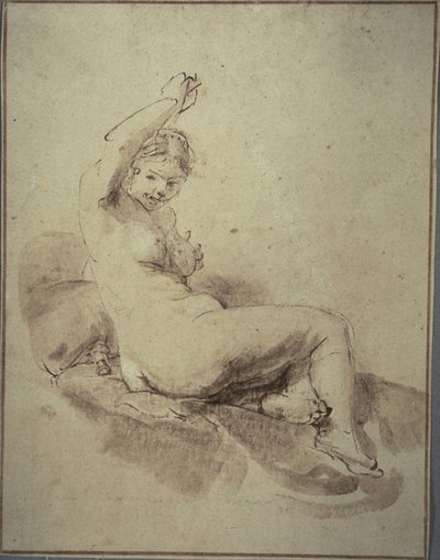 Nudo Femminile Disteso con Braccio Sollevato, c.1665 da Rembrandt Harmensz. van Rijn