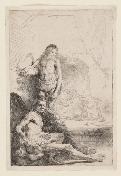 Nudo maschile seduto e in piedi, c.1646 da Rembrandt Harmensz. van Rijn