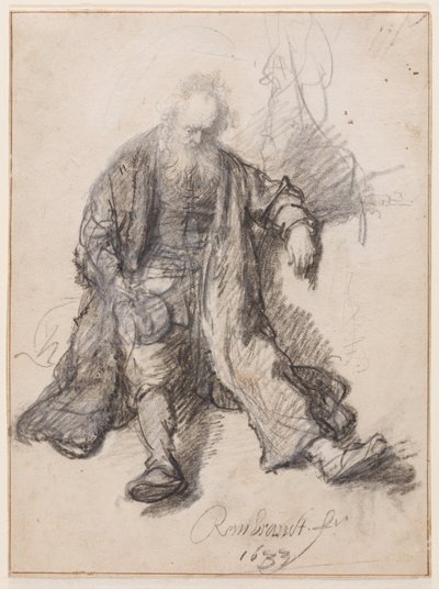 Vecchio seduto (Il Lot ubriaco?) da Rembrandt Harmensz. van Rijn