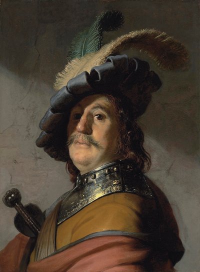 Ritratto di un uomo con un pettorale e un berretto piumato da Rembrandt Harmensz. van Rijn