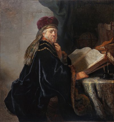 Studioso nel suo studio da Rembrandt van Rijn