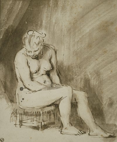 Nudo femminile seduto da Rembrandt van Rijn