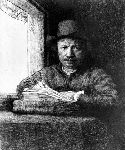 Autoritratto mentre disegna da Rembrandt van Rijn