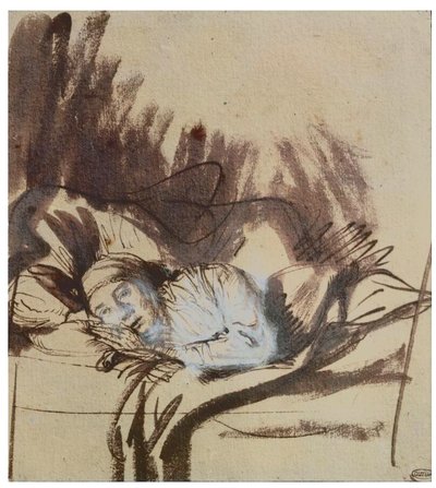Donna malata a letto, forse Saskia, moglie del pittore da Rembrandt Harmensz. van Rijn