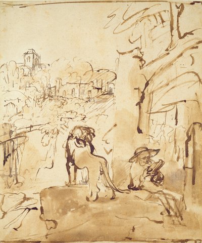 San Girolamo che legge in un paesaggio da Rembrandt van Rijn