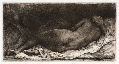 La donna nuda, dormendo con le natiche al vento da Rembrandt Harmensz. van Rijn