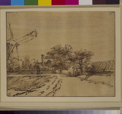 Il mulino a vento sul bastione della Sint Anthonispoort, Amsterdam da Rembrandt Harmensz. van Rijn