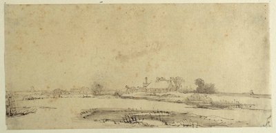 Acqua, prati e una fattoria da Rembrandt Harmensz. van Rijn