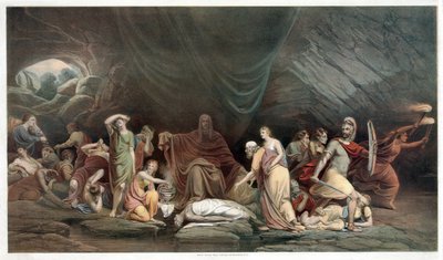 La Corte della Morte, pub. 1859 (litografia a colori) da Rembrandt Peale