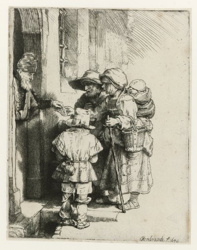 Un suonatore di organetto cieco e la sua famiglia da Rembrandt van Rijn