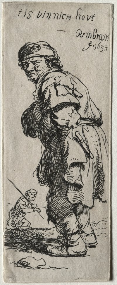 Un contadino che grida: "fa molto freddo" da Rembrandt van Rijn