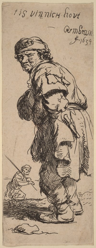 Un contadino che esclama: «tis vinnich kout» (Fa un freddo pungente) da Rembrandt van Rijn