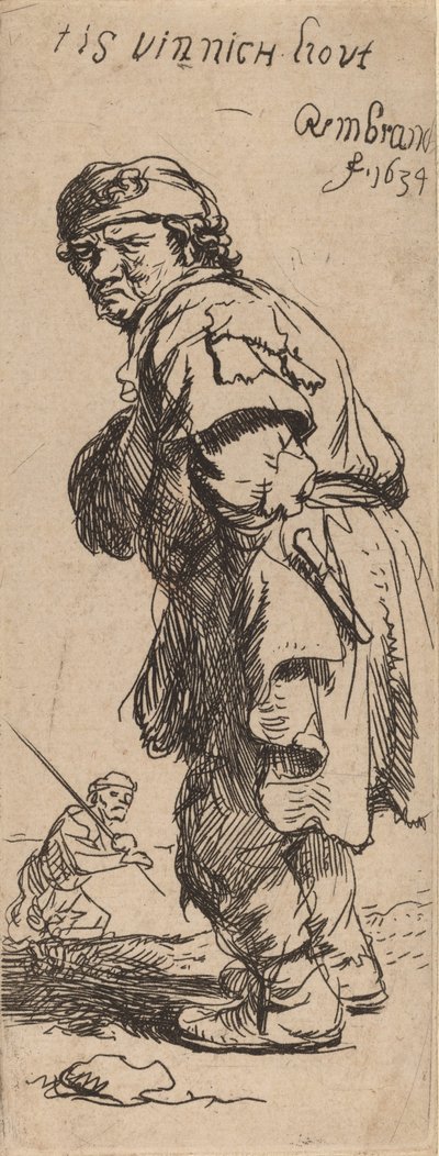 Un Contadino che Grida: fa un freddo cane, 1634 da Rembrandt van Rijn