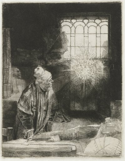Uno studioso nel suo studio da Rembrandt van Rijn