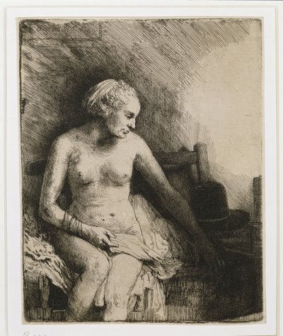 Una donna al bagno con un cappello accanto, 1658 da Rembrandt van Rijn