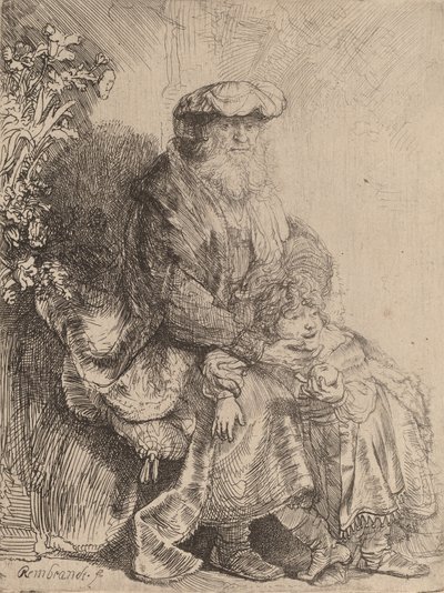 Abramo che accarezza Isacco da Rembrandt van Rijn