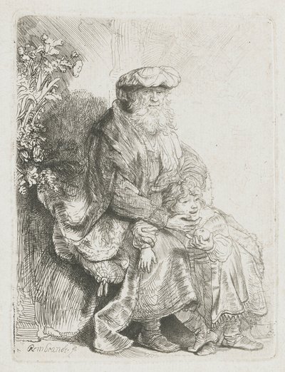 Abramo che accarezza Isacco da Rembrandt van Rijn