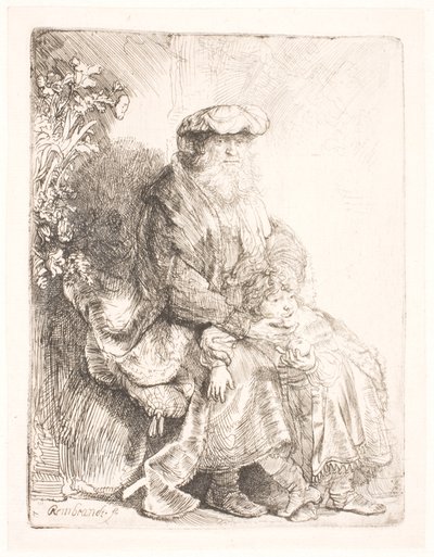 Abramo che accarezza Isacco da Rembrandt van Rijn